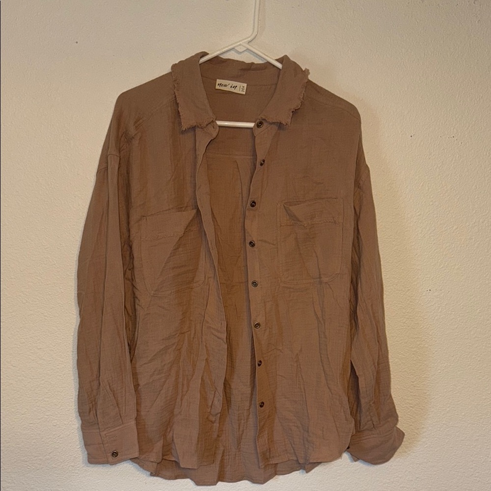 Casual Tan Button-Up Shirt